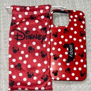 Disney Red and White Polka Dot Phone Case with Black Accents